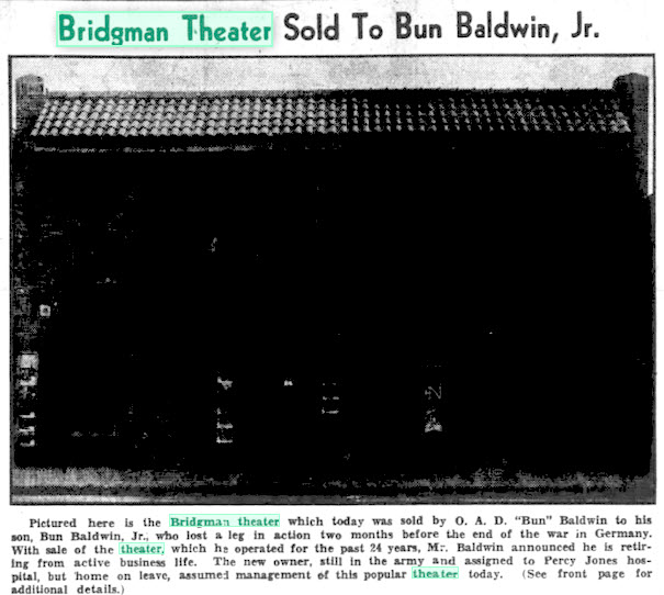 Bridgman Theatre - 22 May 1946